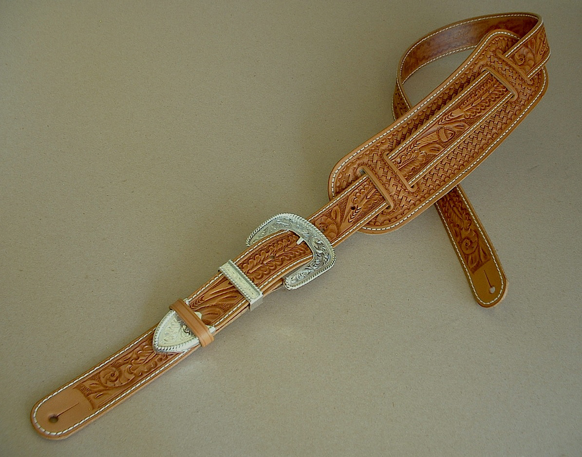 Leather Guitar Strap with Custom Hand Tooled Design – For Acoustic or  Electric Guitars 