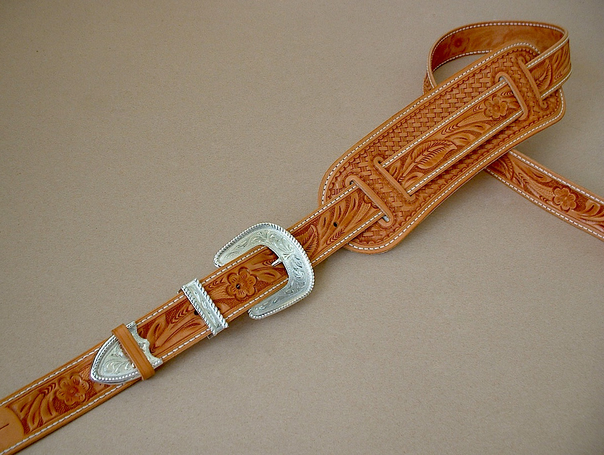 Handmade guitar strap, leather guitar strap, cowhide guitar strap, bra