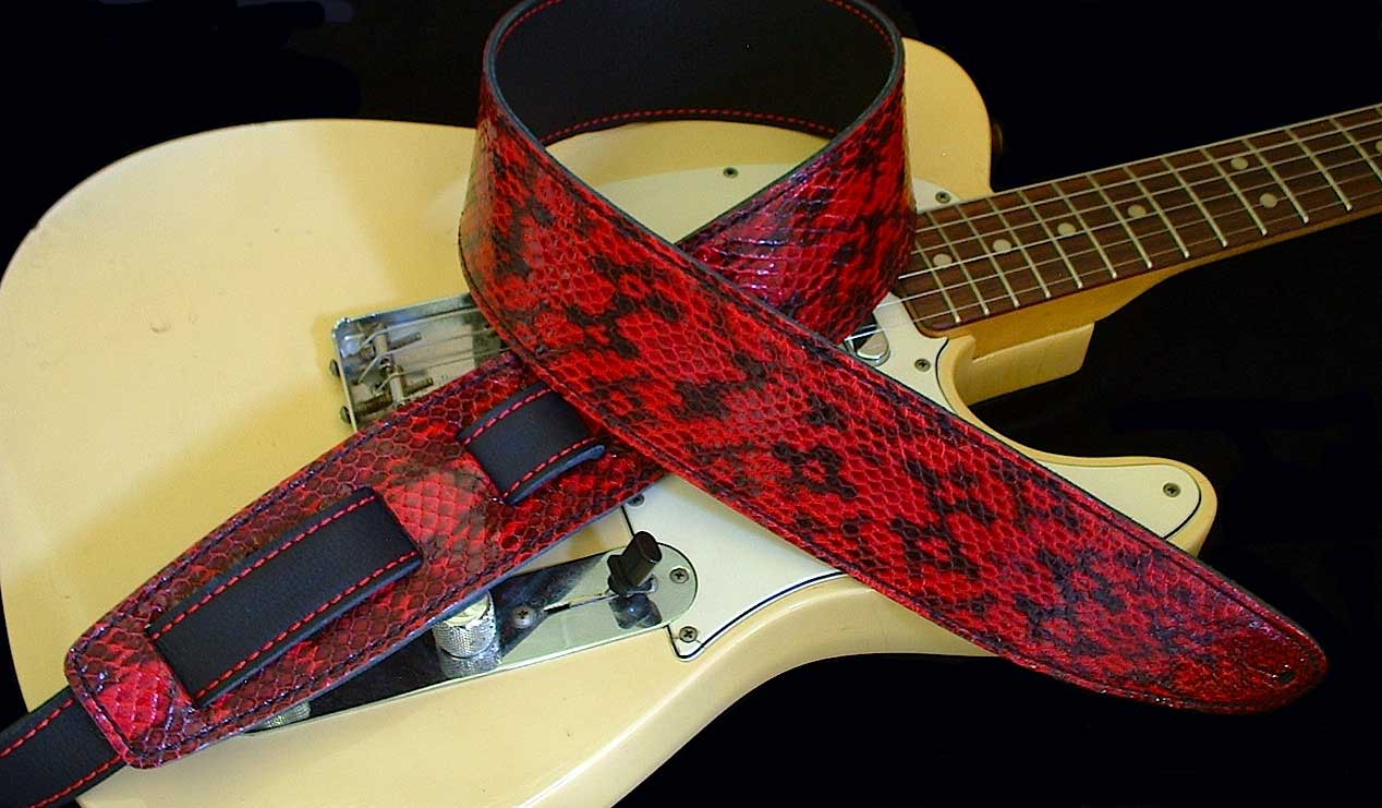 Electric Guitar Strap Snake Skin Pattern Leather Pink Acoustic